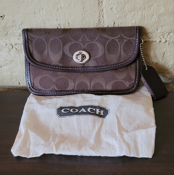 Coach Handbags - COACH Signature Brown Turnlock Wallet